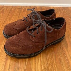 LL Bean Vintage Men’s Suede Leather Flannel Lined Wingtip Commando Lug Brown Sz8